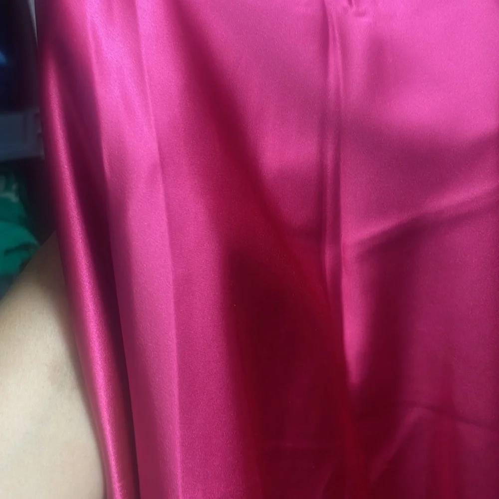 Women's Unbranded Pink Satin Midi Skirt Size M Summer Shiny